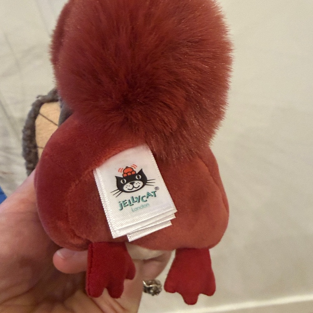 Jellycat Fungi Forager Plush Red Squirrel Mushroom Backpack Stuffed Animal - Picture 5 of 6